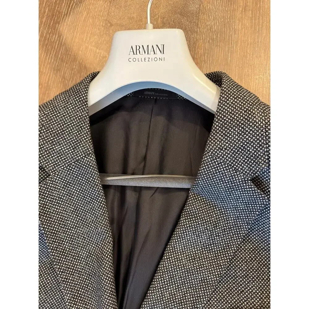 ARMANI COLLECTION Black Patterned Textured Blazer Jacket Men 50 R